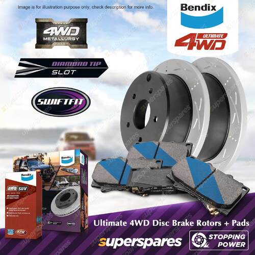 Bendix ULT4WD Front Disc Rotors + Brake Pads for Jeep Grand Cherokee WK WK2