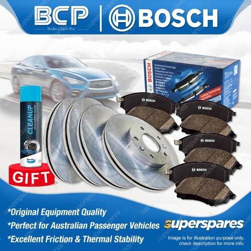Front + Rear Disc Rotors Bosch Brake Pads for Holden Commodore VT VU VX VY VZ