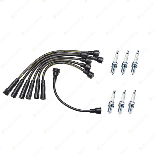 Bosch Leads + 6 x Denso Spark Plugs for Holden Belmont Kingswood Premier HG 3.0