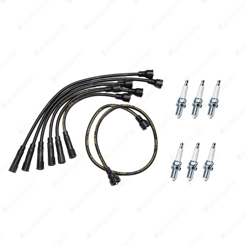 Bosch Ignition Leads + 6 Denso TT Spark Plugs for Toyota Landcruiser FJ 40 45 55