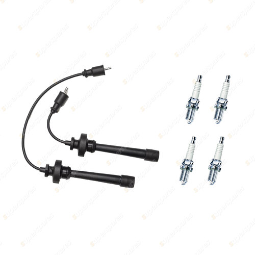 Bosch Super Ignition Leads + 4 x Denso Spark Plugs for Mitsubishi Galant EA2A
