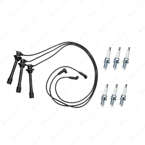 Bosch Ignition Leads + 6 x Denso Spark Plugs for Toyota Landcruiser VZJ90 VZJ95