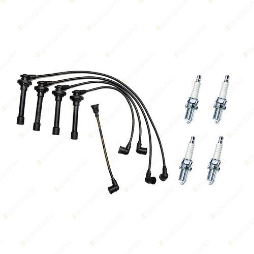 Bosch Ignition Leads + 4 x Denso TT Spark Plugs for Nissan Pulsar N15 EN15 1.6