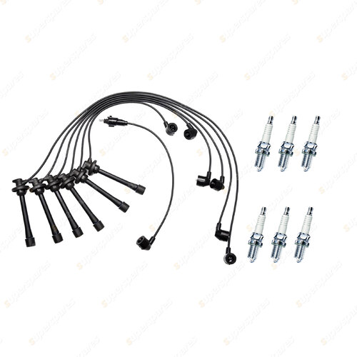 Bosch Leads + 6 x Denso Spark Plugs for Toyota Landcruiser FZJ75 FZJ80 165KW 4.5