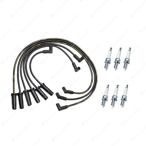 Bosch Ignition Leads + 6 Denso Iridium Tough Spark Plugs for Toyota Lexcen T5 VS