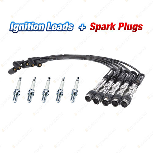 Bosch Ignition Leads + 5x Denso Iridium Tough Spark Plugs for Volkswagen Bora 1J