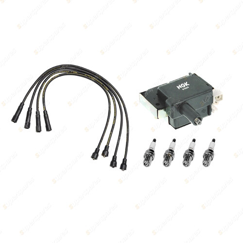 NGK Spark Plugs Coil + Bosch Leads Kit for Honda Accord CB7 Aerodeck F22A9 2.2L