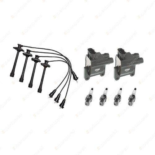 NGK Spark Plugs Coils + Bosch Leads Kit for Toyota Rav4 SXA11R 3SFE 2.0L 4Cyl