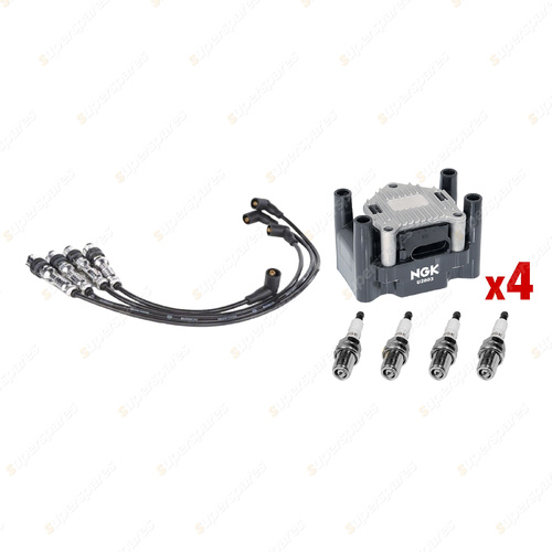 NGK Spark Plugs Coils + Bosch Leads Kit for Volkswagen Bora TYPE 4 1J 2.0L APK