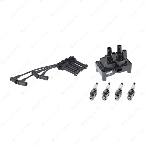 NGK Spark Plugs Coil + Bosch Leads Kit for Ford Fiesta WS WT 1.4L 1.6L I4 16v