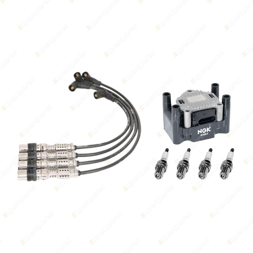 NGK Spark Plugs Coil + Bosch Leads Kit for Skoda Fabia 5J Rapid NH Roomster 5J