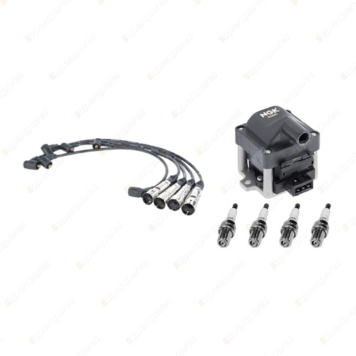 NGK Spark Plugs Coil + Bosch Leads Kit for Seat Cordoba 6K 1.6L AEE I4 8v 55kW