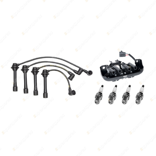 NGK Spark Plugs Coil + Bosch Leads Kit for Mazda MX5 NA 1.6L B6ZE I4 16v 85kW