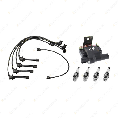 NGK Spark Plugs Coil + Bosch Leads Kit for Daihatsu Feroza F300 F310 1.6L I4 16v