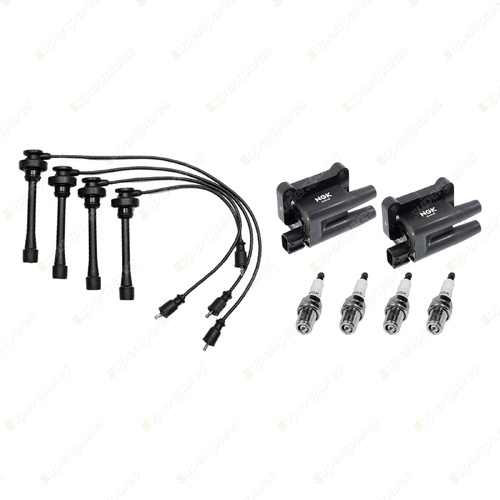 NGK Spark Plugs Coils + Bosch Leads Kit for Mitsubishi Express SJ 2.4L 4G64 I4