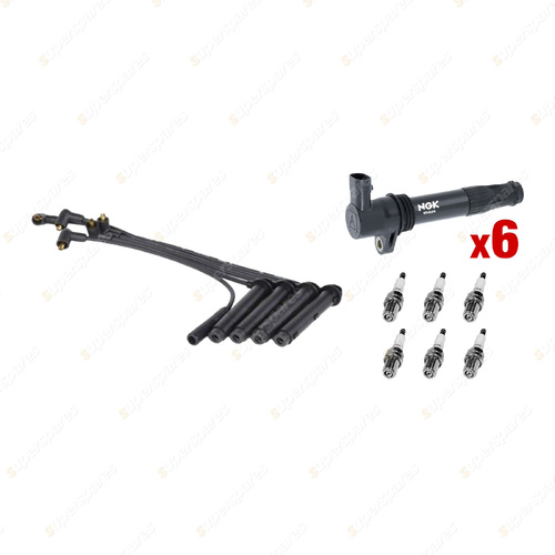 NGK Spark Plugs Coils + Bosch Leads Kit for MG ZS 180 2.5L 25K4F V6 24v Round