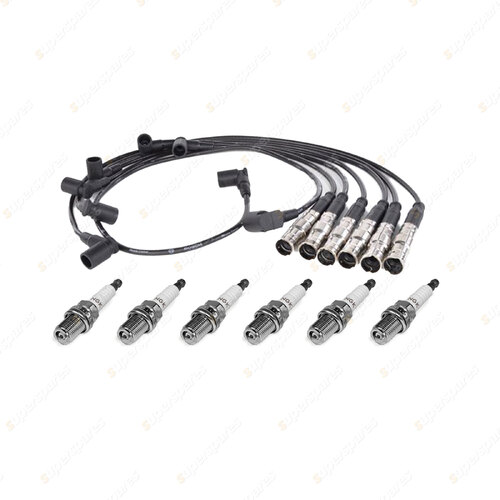 6 x NGK Spark Plugs + Bosch Leads for Mercedes Benz 300CE C124 W124 Heat Shields