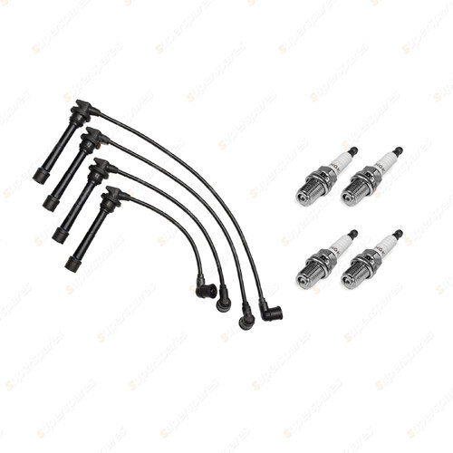 4 x NGK Spark Plugs + Bosch Ignition Leads for Kia Rio UB G4FA 475mm 09/11-On