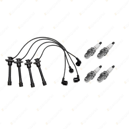 4 x NGK Spark Plugs + Bosch Leads Kit for Toyota Corolla AE111 Without Clips
