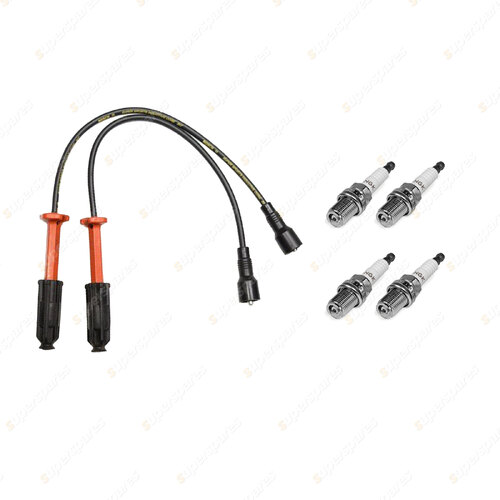 4 x NGK Spark Plugs + Bosch Ignition Leads Kit for Mercedes Benz MB100 661 2.3L