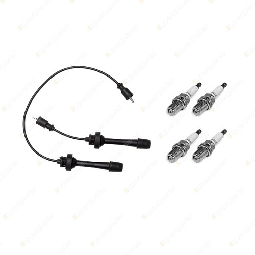 4 x NGK Spark Plugs + Bosch Ignition Leads Kit for Ford Laser KQ SHPN 2.0L FSDE