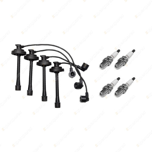 4 x NGK Spark Plugs + Bosch Ignition Leads Kit for Toyota Spacia SR40R SR40