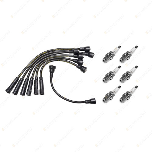 6 x NGK Spark Plugs + Bosch Ignition Leads Kit for Holden HJ HX HZ Statesman HQ