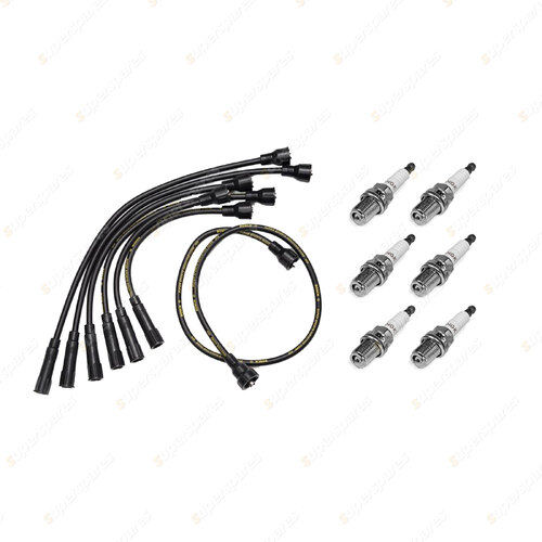 6 x NGK Spark Plugs + Bosch Ignition Leads Kit for Toyota Landcruiser FJ80 FJ80R