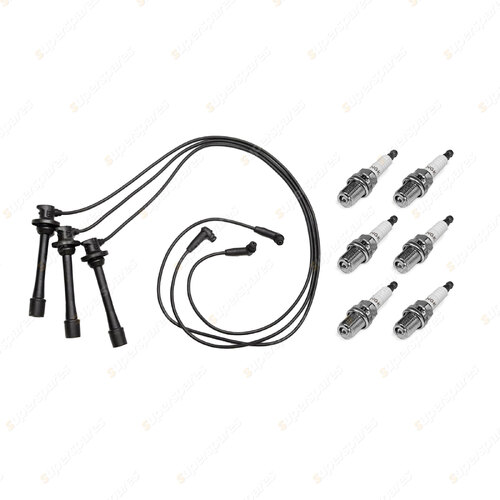 6 x NGK Spark Plugs + Bosch Leads Kit for Toyota Hilux VZN185 Landcruiser VZJ95