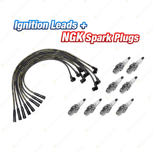 8 x NGK Spark Plugs + Bosch Ignition Leads Kit for Chevrolet V8 W Series 8Cyl