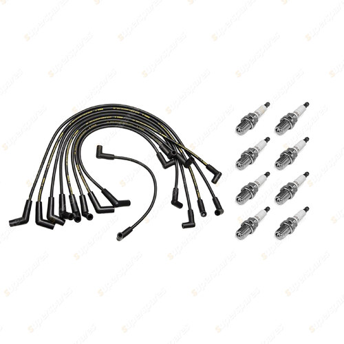 8 x NGK Spark Plugs + Bosch Ignition Leads for Ford Bronco F150 Falcon EL 5.0