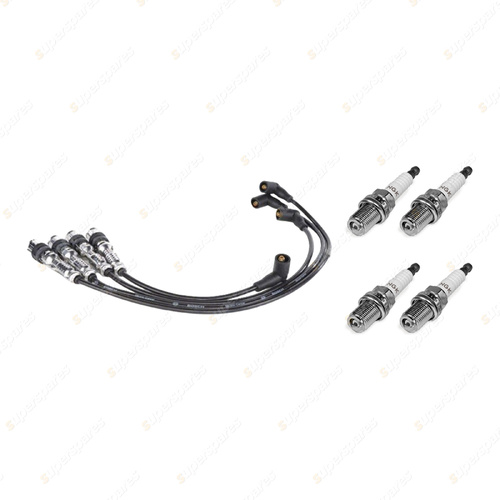 4 x NGK Spark Plugs + Bosch Leads Kit for VW Golf MK4 1J Beetle Bora Transporter
