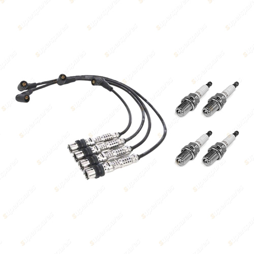 4 x NGK Spark Plugs + Bosch Ignition Leads Kit for Audi A3 8L 8P 1.6L I4 8v 75kW