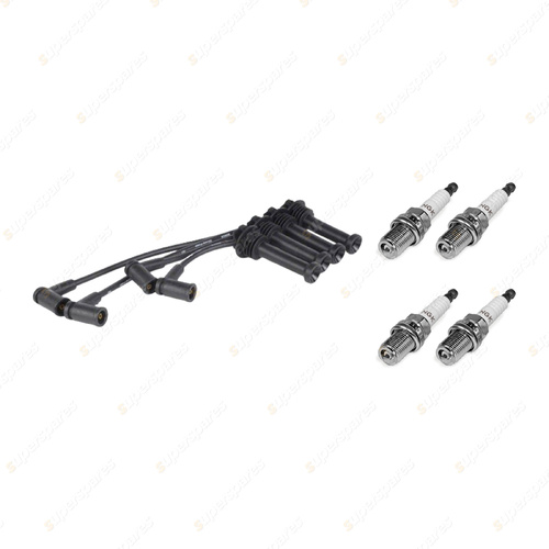 4 x NGK Spark Plugs + Bosch Ignition Leads Kit for Ford Fiesta WS WT 1.4L 1.6L