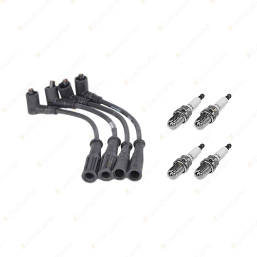 4 x NGK Spark Plugs + Bosch Ignition Leads Kit for Fiat 500 500C Panda Punto I4