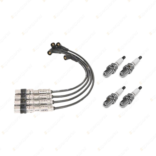 4 x NGK Spark Plugs + Bosch Ignition Leads Kit for Audi A1 8X 1.2L CBZA I4 8v