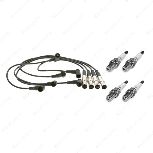 4 x NGK Spark Plugs + Bosch Ignition Leads Kit for Mercedes Benz 220E W124 2.2L