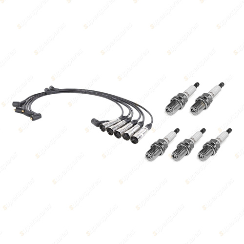 5 x NGK Spark Plugs + Bosch Leads Kit for Volkswagen Transporter Caravelle T4 70