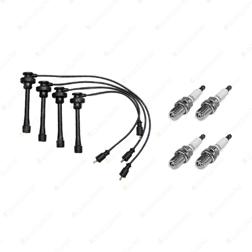 4 x NGK Spark Plugs + Bosch Leads Kit for Mitsubishi Triton ML MN KA5 Express SJ