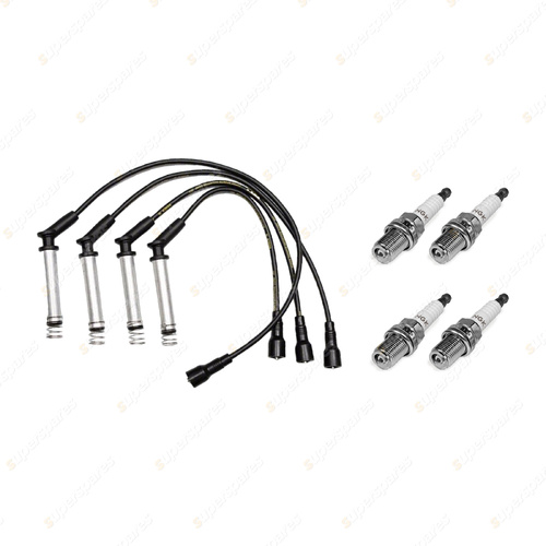 4 x NGK Spark Plugs + Bosch Ignition Leads Kit for Holden Rodeo RA TFR32 2.4L I4