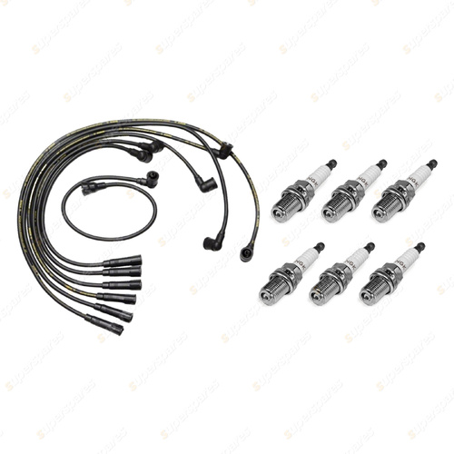 6 x NGK Spark Plugs + Bosch Leads Kit for Nissan Patrol GQ Y60 4.2L TB42E I6 12v