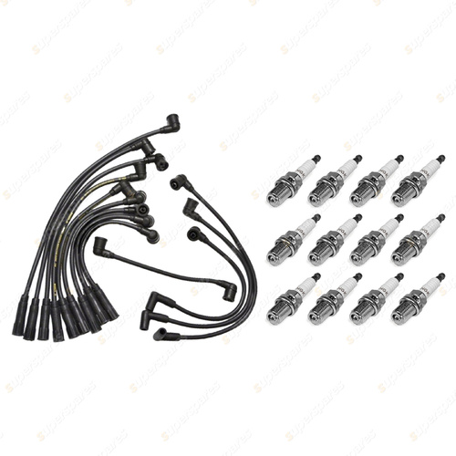 12 x NGK Spark Plugs + Bosch Ignition Leads Kit for Daimler Double Six 5.3L 7P
