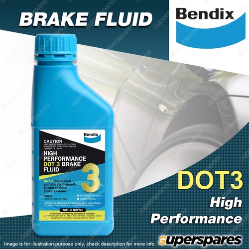 1x Bendix Brake Fluid DOT 3 500mL for Cars Trucks Buses Motorcycles