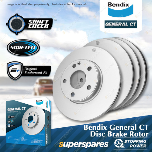Bendix Front + Rear GCT Disc Brake Rotors for Hyundai i30 PDE PD PDEN 1.6L 2.0L