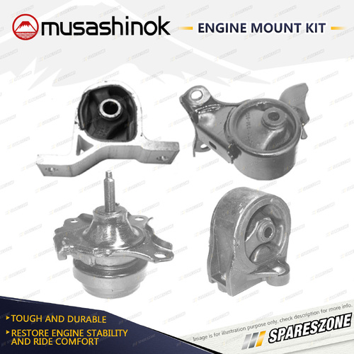 Musashinok Full Engine Mount Kit for Honda Civic ES1 EU3 1.7L 4Cyl 00-06 Auto