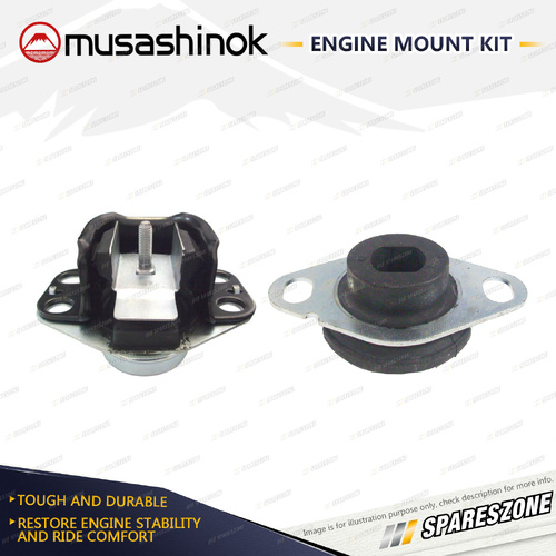 Musashinok LH + RH Engine Mount Kit for Renault Clio X65 MK2 4Cyl 01-06 Manual