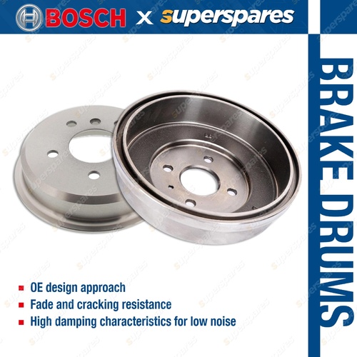 2 x Bosch Rear Brake Drums for Toyota Hilux KUN26 3.0L 126KW I4 16v DOHC 4WD