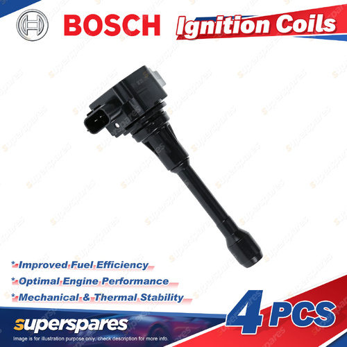 4Pcs Bosch Ignition Coils for Nissan Almera N17 Micra K13 1.5L HR15DE I4 16v