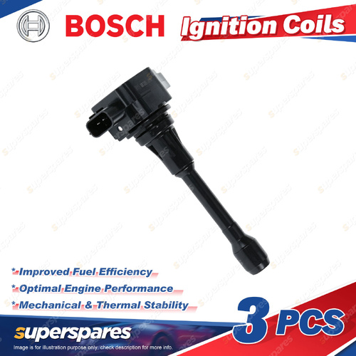 3Pcs Bosch Ignition Coils for Nissan Micra K13 1.2L HR12DE I3 12v DOHC 56kW FWD