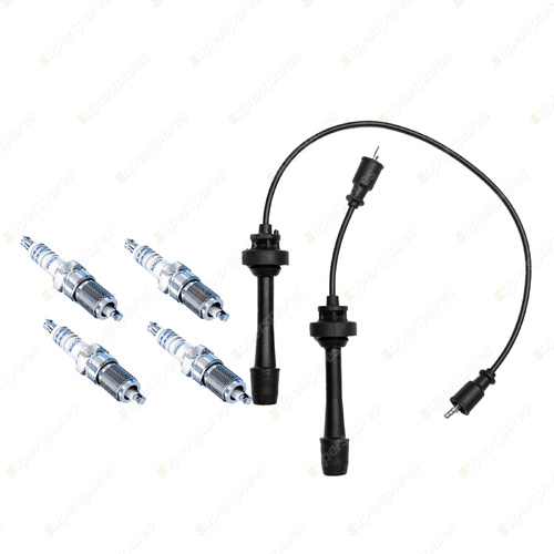 Bosch 4 Spark Plugs+Lead Kit for Ford Laser KN KQ SGNM 1.8L FP I4 16V 92KW 99-02